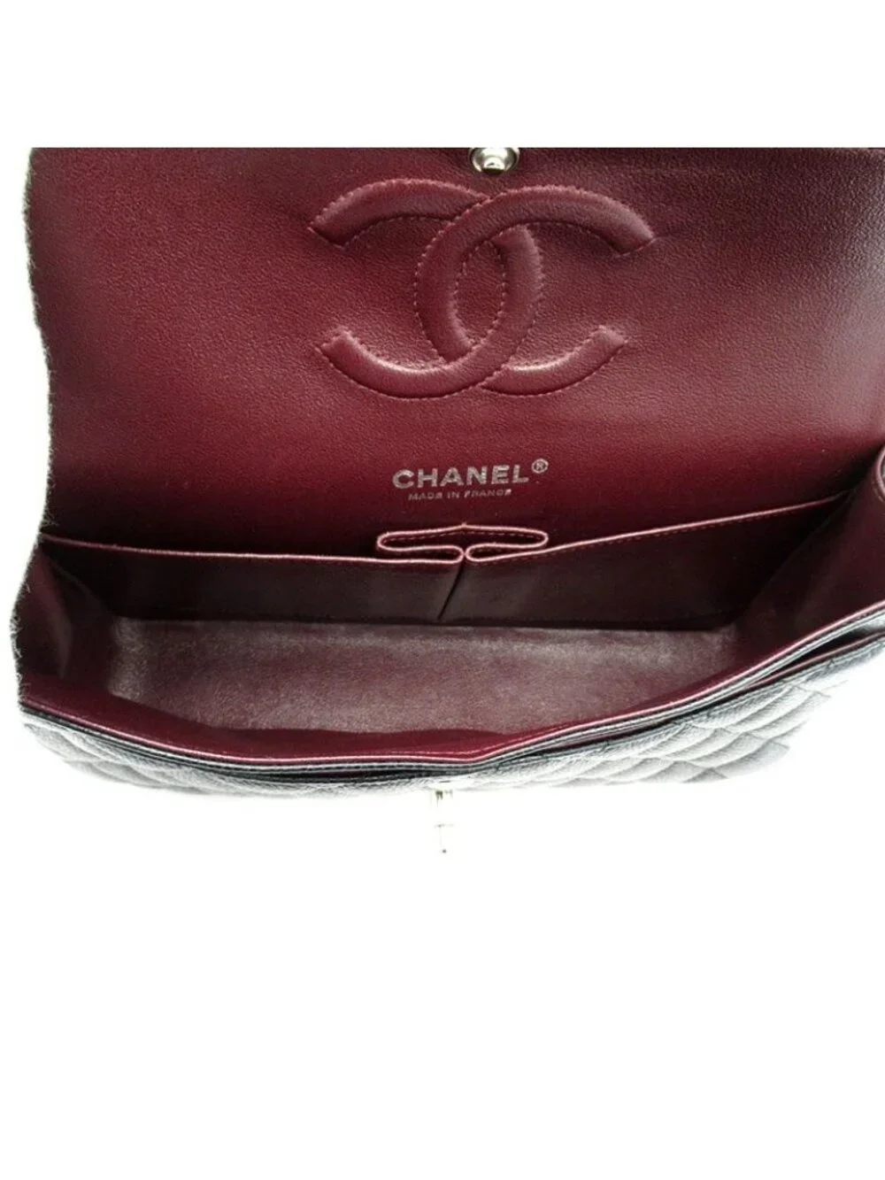 Chanel Quilted 25 Double Flap Caviar Leather Shoulder Bag Black